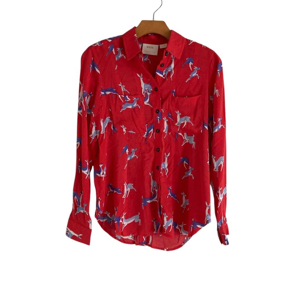 Maeve by Anthropologie Whimsy Deer Shirt, Size 0